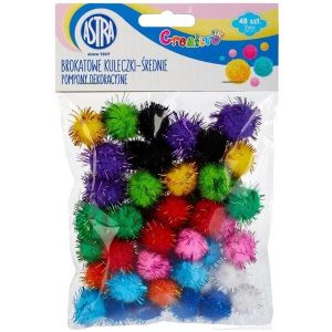 Pompony brokatowe Astra 2cm, 48szt